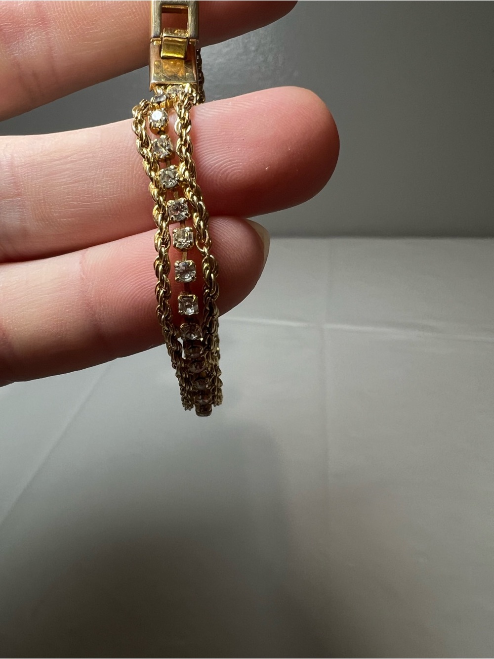 Unbranded Gold Tone Double Rope Chain Tennis Bracelet